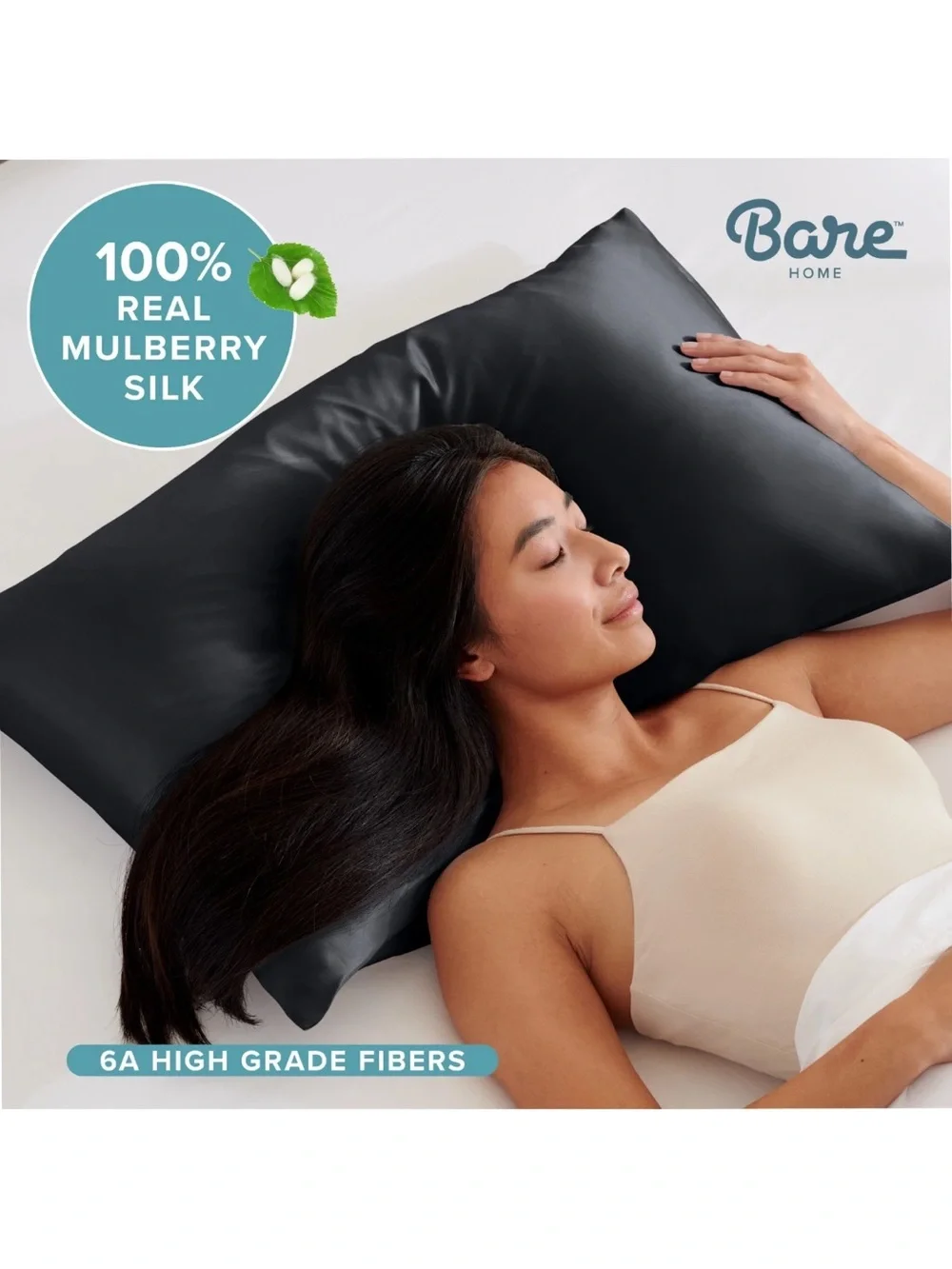 Bare Home Black Pillowcase - Luxurious Smooth Sleep set 2
